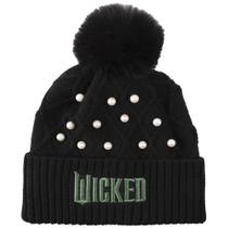 Gorro Bioworld Wicked Preto com Punho, Pérolas e Pompom