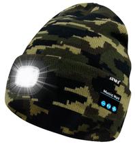 Gorro Bluetooth ATNKE iluminado por LED com farol Camo Green Gorro Bluetooth ATNKE iluminado por LED com farol Camo Green