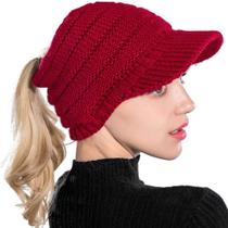 Gorro Canjoyn Winter Warm Knitting Wool para mulheres, vermelho