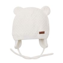 Gorro de bebê BAVST Winter com aba de orelha, urso fofo de 0 a 2 anos, branco
