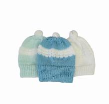 Gorro de bebê kit com 3 toucas de lã tricô