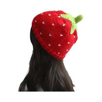 Gorro De Crochê Feminino Quente De Inverno Leve Casual Com Design De Morango Versátil