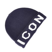Gorro de inverno de anime azul escuro com ícones de chapéu de malha unissex
