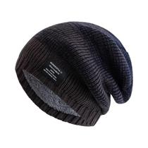 Gorro De Inverno Feminino Com Forro De Pelúcia, Estilo Slouchy, Mistura De Cores, Chapéu Tricotado