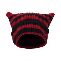Gorro De Inverno Feminino Com Orelhas De Gato, Tricotado, Macio, Listrado, Estilo Moderno, Unissex,