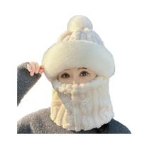 Gorro De Inverno Feminino Em Fleece Com Cachecol E Máscara Integrados, Boné Com Pom Pom Para Gorro De Inverno Feminino Em Fleece Com Cachecol E Máscara Integrados, Boné Com Pom Pom Para