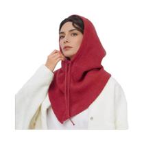 Gorro De Inverno Feminino Em Tricô Com Balaclava E Cachecol Integrados, Touca Com Capuz E Gola