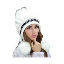 Gorro De Inverno Feminino Quente Com Forro De Pelúcia E Protetor De Orelhas, Gorro Tricotado Casual,