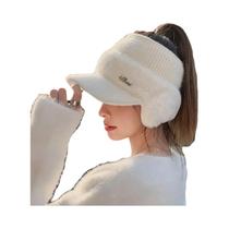 Gorro De Inverno Feminino Quente De Tricô À Prova De Vento Para Esportes Ao Ar Livre Com Protetores
