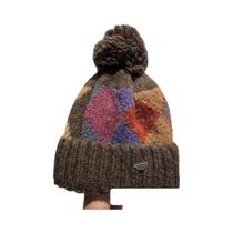 Gorro De Inverno Feminino Quente E Grosso Com Padrão Em Diamante E Pom Pom, Gorro De Tricô Estilo Gorro De Inverno Feminino Quente E Grosso Com Padrão Em Diamante E Pom Pom, Gorro De Tricô Estilo