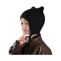 Gorro De Inverno Infantil De Lã Tricotado Com Orelhas De Gato, Quente E Fofo Para Meninos E Meninas
