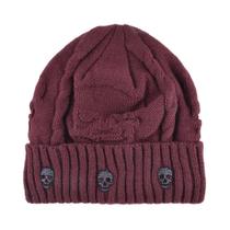 Gorro De Inverno Masculino Em Tricô Com Padrão De Caveira Em Metal, Gorro De Veludo Grosso Gorro De Inverno Masculino Em Tricô Com Padrão De Caveira Em Metal, Gorro De Veludo Grosso