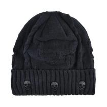 Gorro De Inverno Masculino Em Tricô Com Padrão De Caveira Em Metal, Gorro De Veludo Grosso Gorro De Inverno Masculino Em Tricô Com Padrão De Caveira Em Metal, Gorro De Veludo Grosso