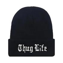 Gorro De Inverno Masculino Quente De Lã Tricotado Com Bordado Thug Life, Macio E Casual Para