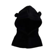 Gorro De Inverno Para Bebê Em Tricô Com Balaclava, Desenho Animado Fofo, Cachecol Integrado, Touca