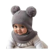 Gorro De Inverno Para Crianças Com Capuz E Proteção Para Ouvidos E Pescoço, Gorro Quente Tricotado