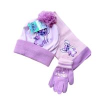 Gorro De Inverno Para Crianças Com Estampa Listrada, Cachecol E Luvas, Gorro Tricotado Quente Para