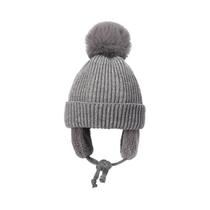 Gorro De Inverno Para Crianças Com Pompom E Protetor De Orelhas, Capuz De Lã Quente Para Meninos E