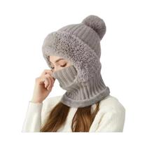 Gorro De Inverno Quente De Pelúcia Tricotado Com Cobertura Para Rosto E Pescoço Para Caminhadas E