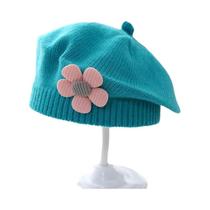 Gorro De Inverno Quente Para Bebês Meninas, Estilo Coreano, Com Flor Tricotada, Cor Sólida, Estilo