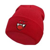 Gorro De Inverno Quente Para Homens, Tricotado, Com Rosto Feliz Bordado, Presente De Natal Fofo E