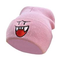 Gorro De Inverno Quente Para Homens, Tricotado, Com Rosto Feliz Bordado, Presente De Natal Fofo E