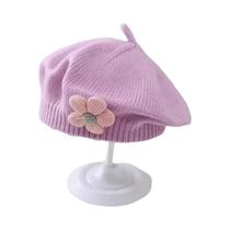 Gorro De Inverno Quente Para Meninas Bebês, Chapéu De Flor Tricotado, Estilo Coreano, Gorro De Cor