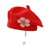 Gorro De Inverno Quente Para Meninas Bebês, Estilo Coreano, Com Flor Tricotada, Cor Sólida, Estilo