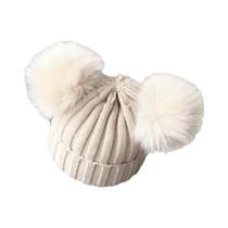 Gorro De Inverno Tricotado Para Bebê Com Pompom Fofo Quente Sólido Para Crianças Meninos E Meninas