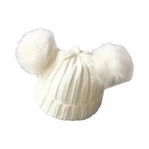Gorro De Inverno Tricotado Para Bebê Com Pompom Fofo Quente Sólido Para Crianças Meninos E Meninas