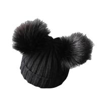 Gorro De Inverno Tricotado Para Bebê Com Pompom Fofo Quente Sólido Para Crianças Meninos E Meninas
