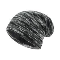 Gorro De Inverno Tricotado Para Mulheres, Listrado, Quente E Macio, Boné Masculino