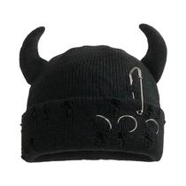 Gorro De Inverno Unissex Com Chifres De Diabo Em Tricô, Touca Quente De Hip Hop Para Homens E
