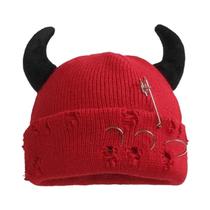 Gorro De Inverno Unissex Com Chifres De Diabo Em Tricô, Touca Quente De Hip Hop Para Homens E