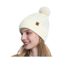Gorro De Inverno Unissex Com Forro De Fleece, Gorro De Malha Quente De Camada Dupla, Conjunto De