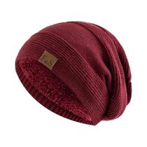 Gorro de Inverno Unissex com Forro de Pele - Gorro de Caveira Casual de Malha