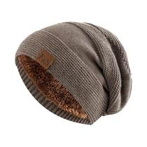 Gorro de Inverno Unissex com Forro de Pele - Gorro de Caveira Casual de Malha