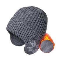 Gorro De Inverno Unissex De Tricô Com Forro De Pele E Protetor De Orelha, Quente E Moderno Para