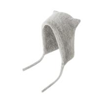 Gorro De Inverno Unissex De Veludo De Vison Com Orelhas De Urso, Tricotado, Com Tiras Franzidas,