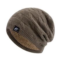 Gorro De Inverno Unissex Em Tricô Com Forro De Pelúcia E Letra F, Boné Quente Para Homens E Mulheres