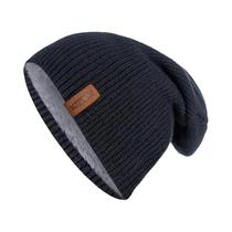 Gorro De Inverno Unissex Forrado Com Pelúcia, Tricotado, Quente, Boné De Esqui Sólido Para Homens E