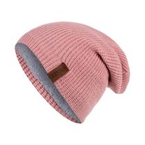 Gorro De Inverno Unissex Forrado Com Pelúcia, Tricotado, Quente, Boné De Esqui Sólido Para Homens E