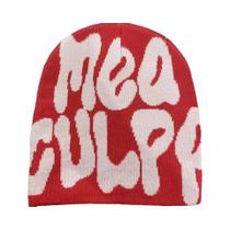 Gorro De Inverno Unissex Tricotado Em Cor Sólida Com Letras, Quente E Ideal Para Atividades Ao Ar