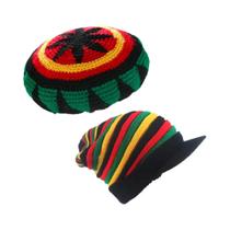 Gorro De Lã Colorido Estilo Rasta, Boné Jamaicano Reggae, Chapéu Octogonal Folgado Com Aba Flexível