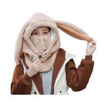 Gorro De Lã De Inverno Com Orelhas De Coelho, Cachecol Quente, Capa De Capacete Confortável E Macia Gorro De Lã De Inverno Com Orelhas De Coelho, Cachecol Quente, Capa De Capacete Confortável E Macia