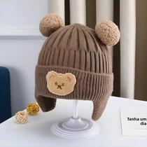 Gorro De Lã Para Bebê De Inverno Com Orelhas De Urso, Proteção Quente E Espessa, Estilo Coreano Para