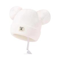 Gorro De Lã Quente Com Pom Pom Para Crianças, Outono Inverno, Cor Sólida, Acessórios De Gorro De
