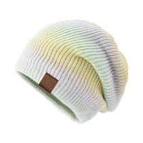 Gorro De Lã Tricotado Para Mulheres, Quente E Colorido, Com Gradiente De Cores, Gorro Espesso Para