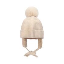 Gorro De Lã Tricotado Quente E Grosso Para Crianças De 2 a 8 Anos Com Pom Pom E Protetor De Orelha
