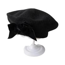 Gorro De Malha Com Laço Para Meninas, Quente E Confortável, Boné De Outono E Inverno Para Crianças